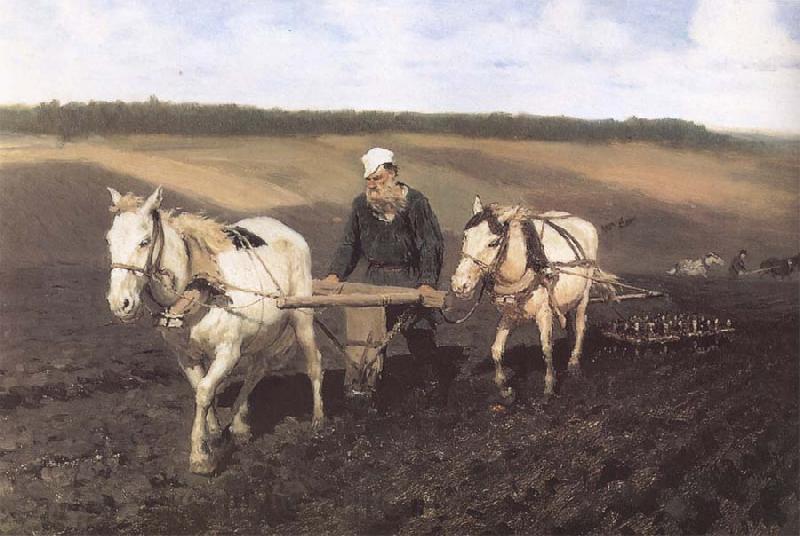 Ilya Repin A Ploughman,Leo Tolstoy Ploughing Germany oil painting art